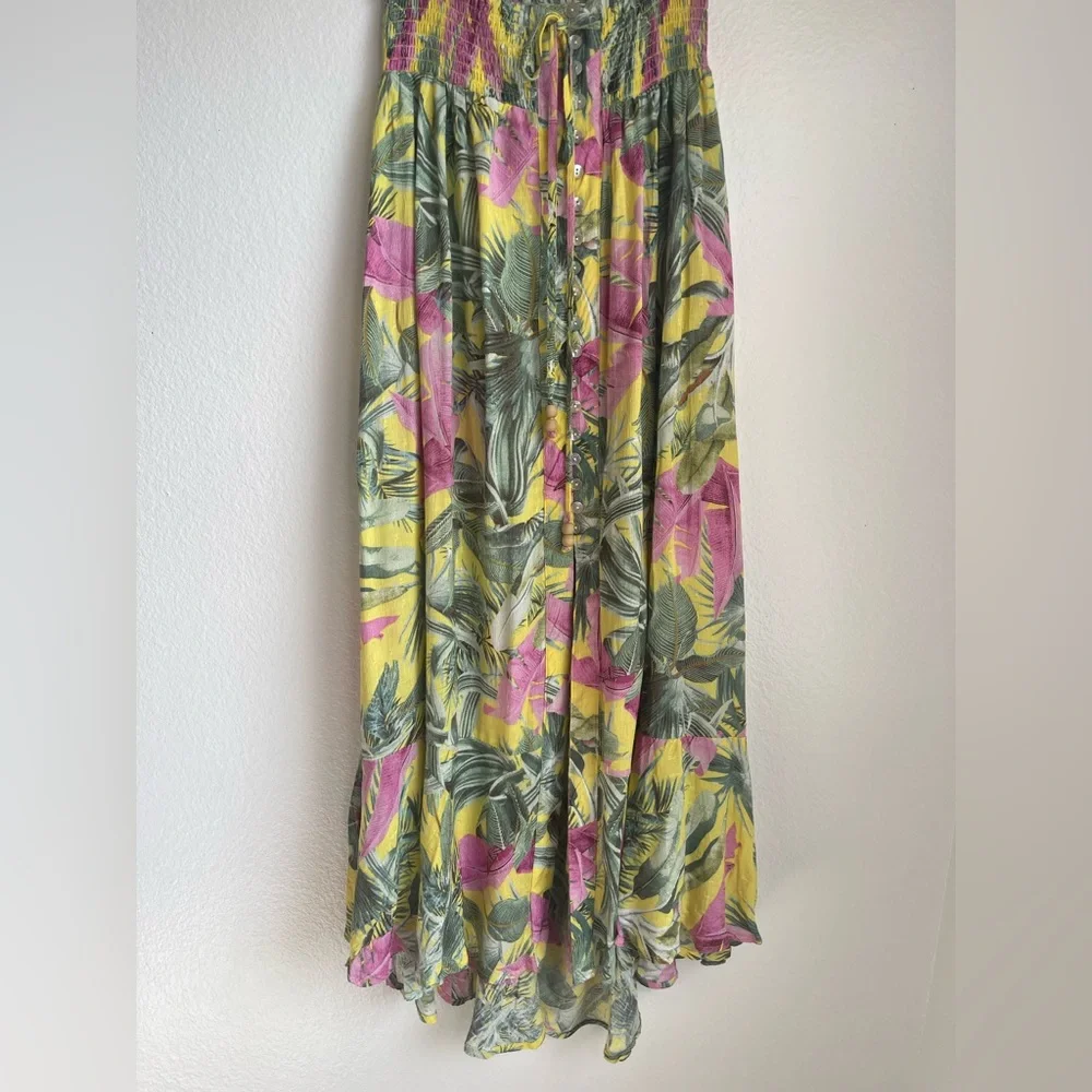 Cynthia Rowley Yellow‎ & Pink Tropical Button-Front Dress